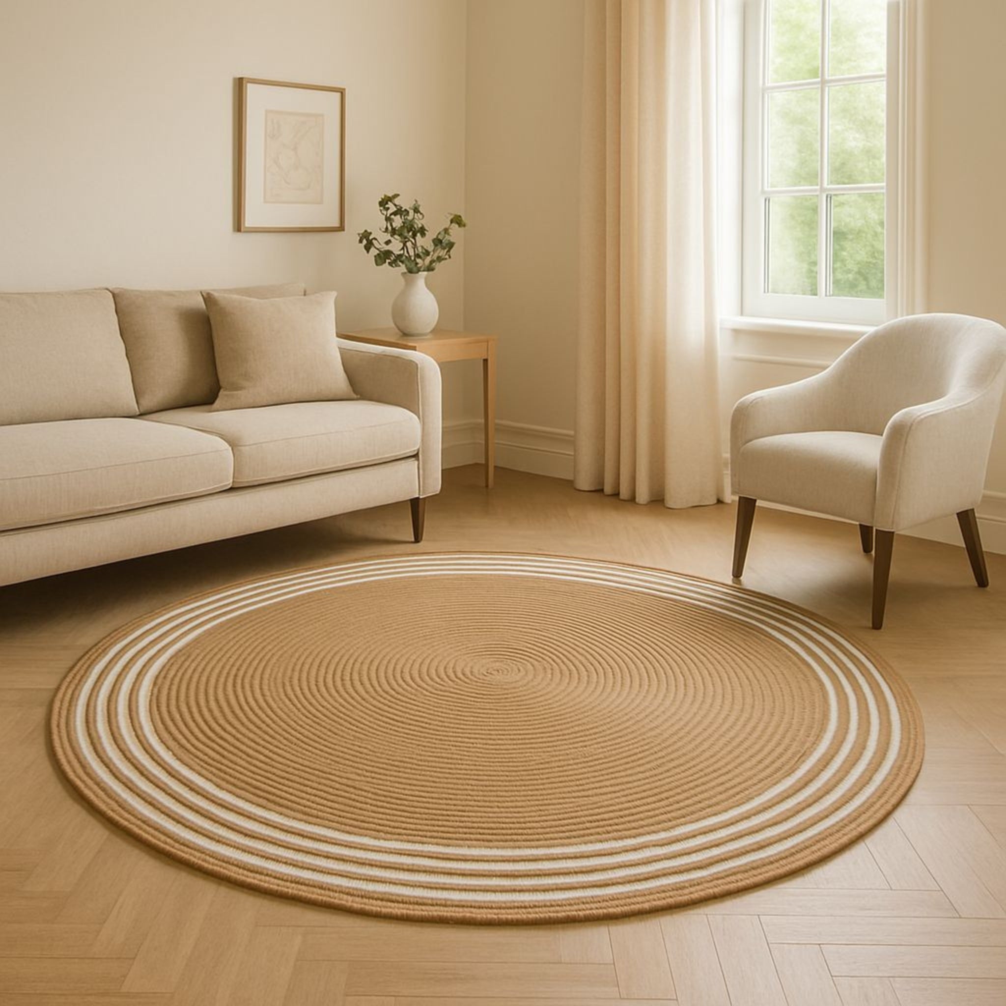 Boho Chic Natural Jute Round Rug | Ideal for Residential & Commercial Spaces | RC-01
